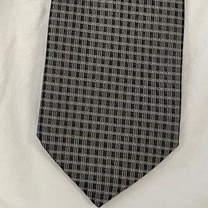 Hubert Silk Tie - Black and Tan Check Pattern